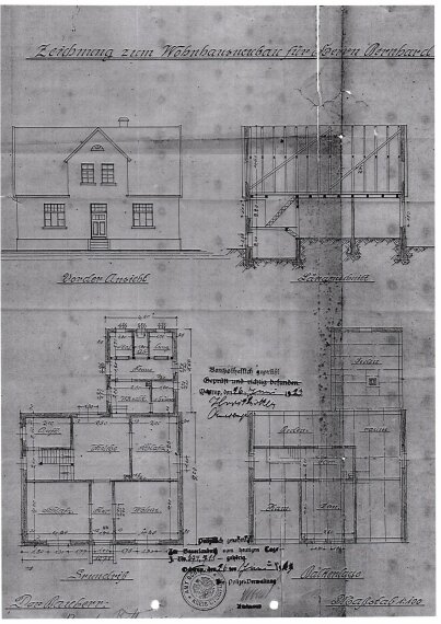 Ansicht, Schnitt und Grundriss